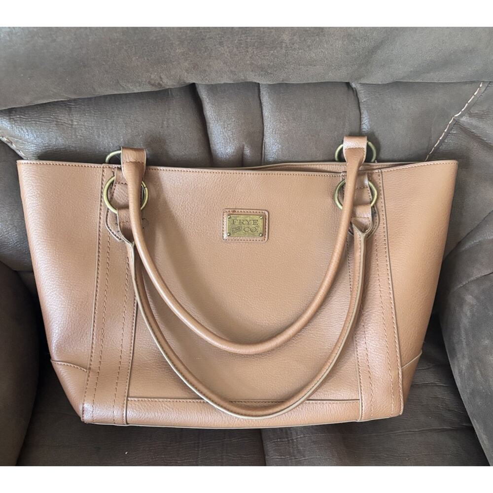 Frye Tote Bag Vegan Leather Camel Brown Large Oversized Carryall Faux Leather - Picture 11 of 11
